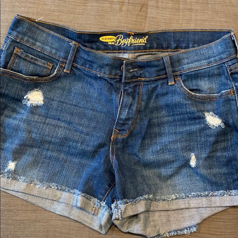 Denim fray legged shorts